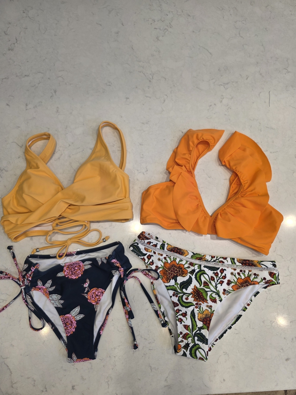 Cupshe Mixed Bikini Set with Bright Orange & Yellow Tops (2 Sets)